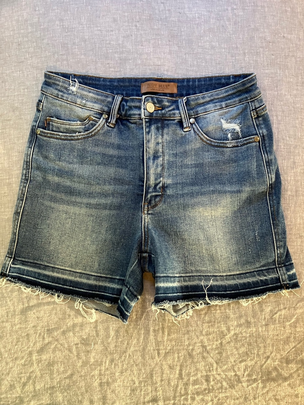 Judy Blue High-Rise Jean Shorts with Distressed Hem